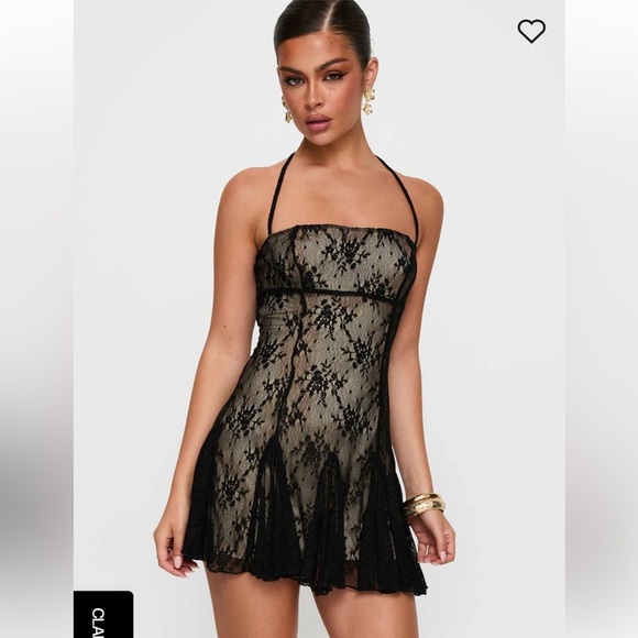 BNWT Princess Polly DELAMERE LACE MINI DRESS BLACK - Picture 2 of 10